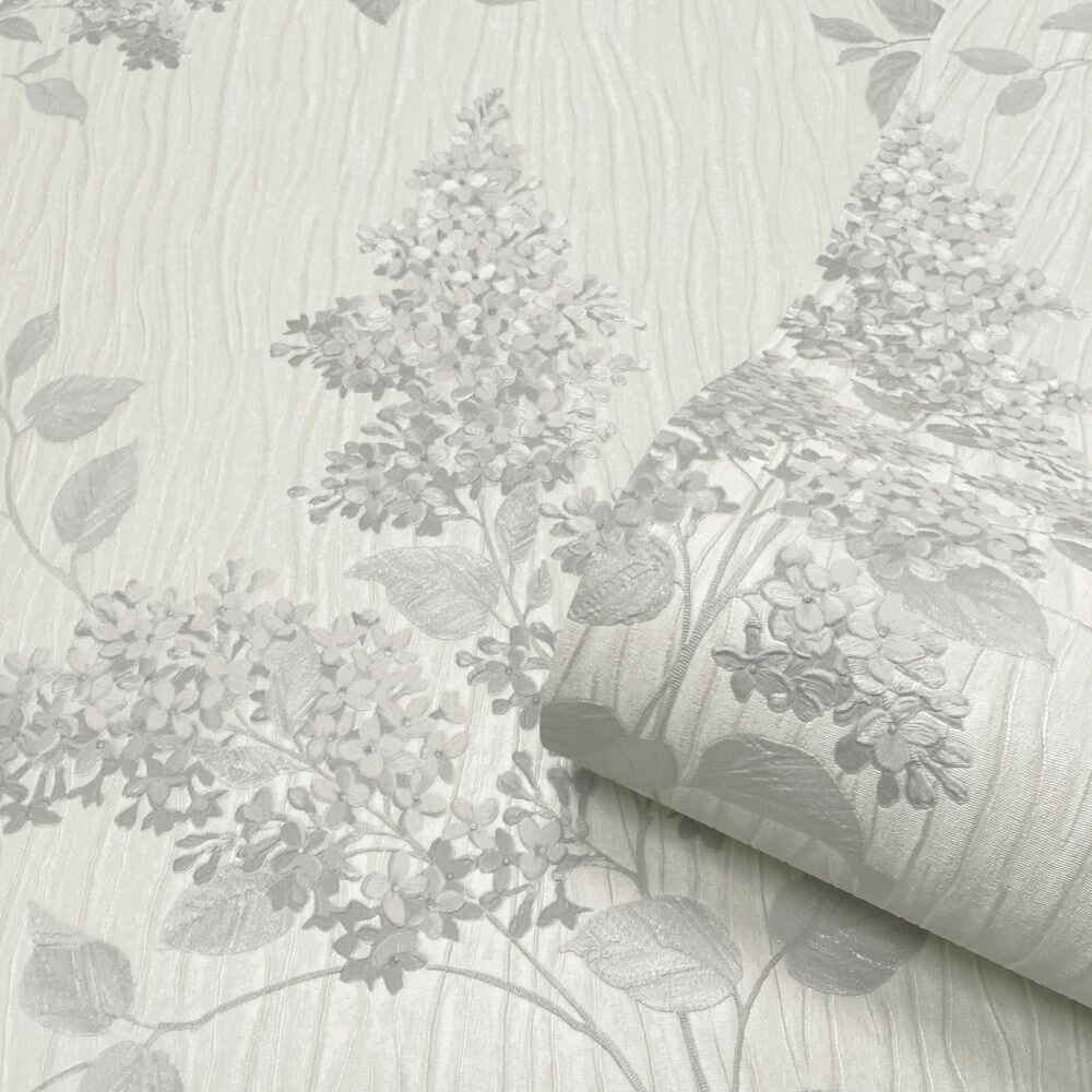 Tiffany Fiore Wallpaper - Soft Silver - by Albany