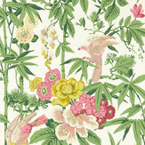 Papier peint Bamboo & Birds - Vert cébette - Sanderson. Cliquez pour en savoir plus et lire la description.