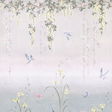 Panoramique Water Garden - Jade pastel / fleur rose - Sanderson. Cliquez pour en savoir plus et lire la description.