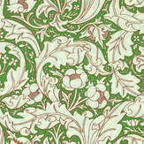 Bachelors Button Wallpaper - Leaf Green / Sky - by Morris. Click for more details and a description.