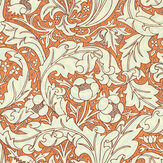 Bachelors Button Wallpaper - Burnt Orange / Sky - by Morris. Click for more details and a description.