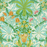 Woodland Weeds Wallpaper - Orange / Turquoise - by Morris. Click for more details and a description.
