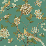 Bird Song Wallpaper - Turquoise - by Coordonne. Click for more details and a description.