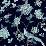 Bird Song Wallpaper - Navy - by Coordonne. Click for more details and a description.