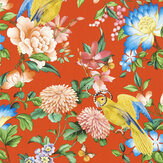 Golden Parrot Wallpaper - Coral - by Wedgwood by Clarke & Clarke. Click for more details and a description.
