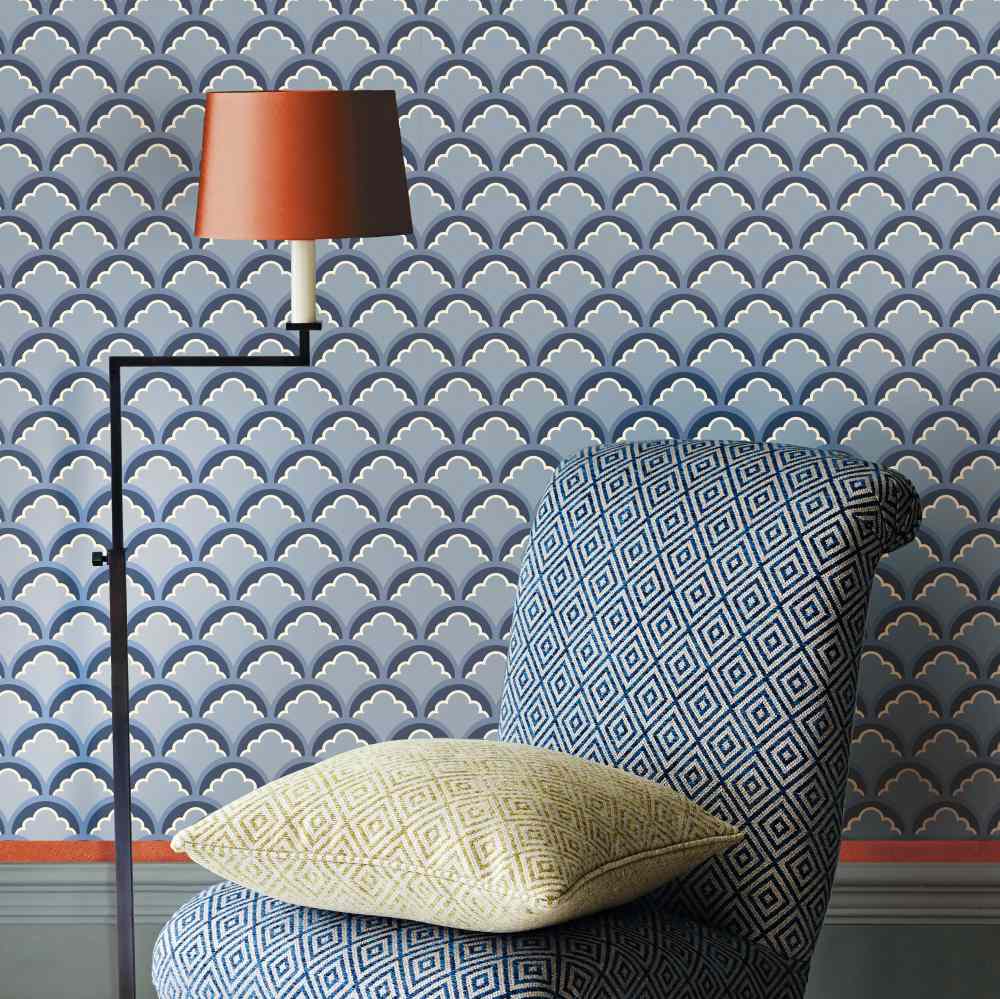 Mount Temple Small Wallpaper - Blue - by G P & J Baker