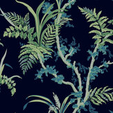 Wild Ferns Wallpaper - Navy - by Coordonne. Click for more details and a description.