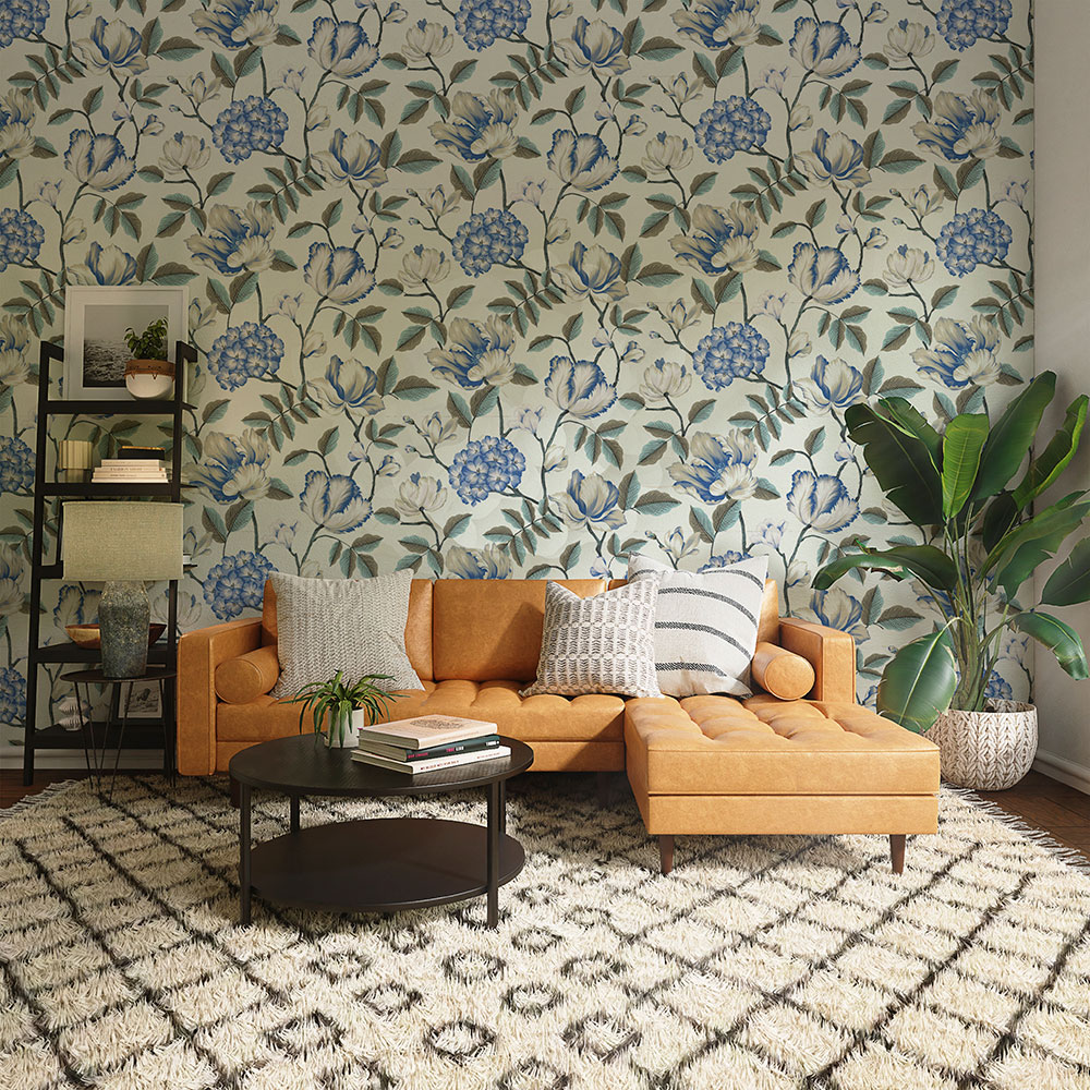 Morning Garden Wallpaper - Indigo - by Coordonne
