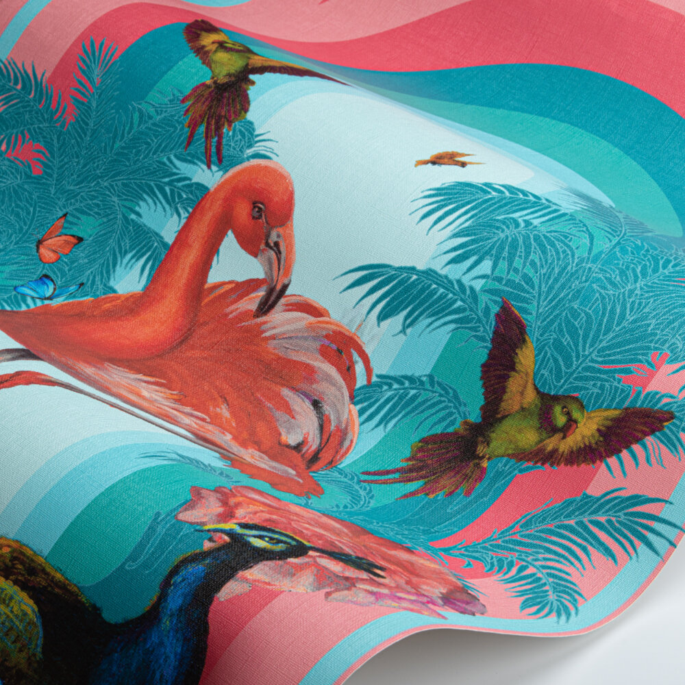 Papier peint Flamingo-go - Rose / bleu - Laurence Llewelyn-Bowen