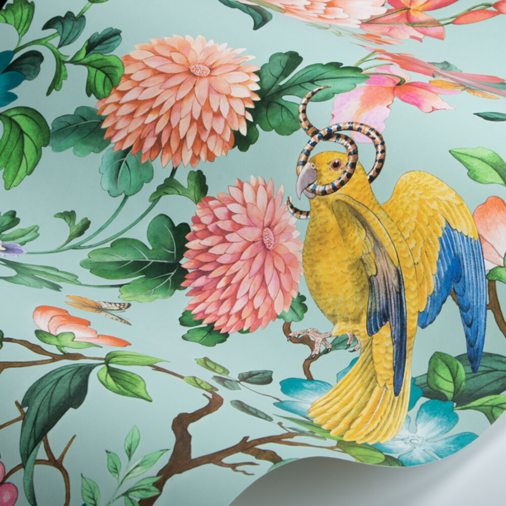 Golden Parrot Wallpaper - Mineral - by Wedgwood by Clarke & Clarke