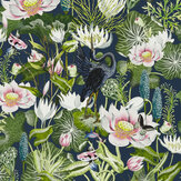 Waterlily Wallpaper - Midnight - by Wedgwood by Clarke & Clarke. Click for more details and a description.
