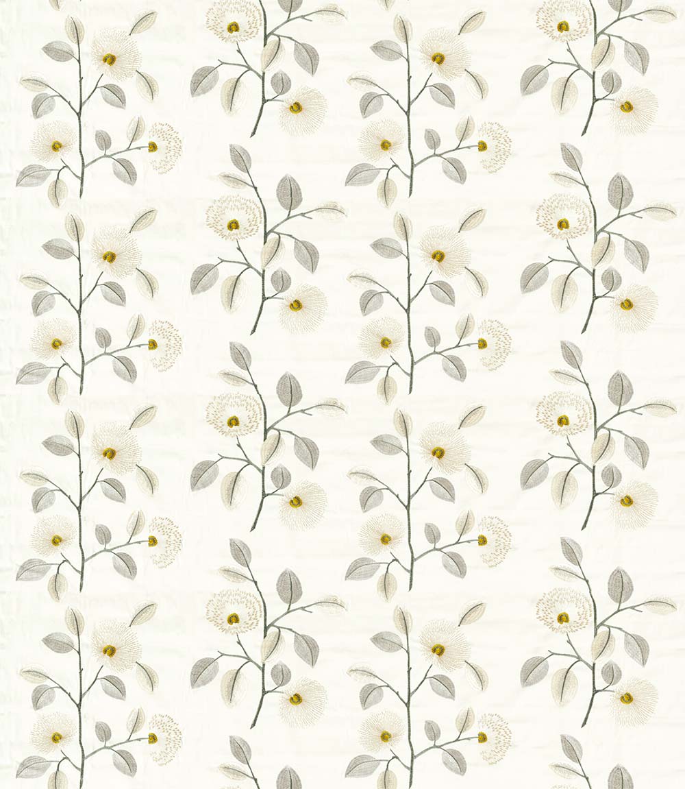 Monique Fabric - Natural/ Pewter - by Clarke & Clarke