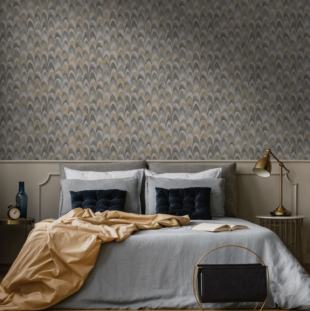 Ruba Wallpaper - Grey - by Albany