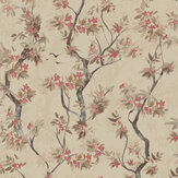 Folia Wallpaper - Taupe / Red - by Albany. Click for more details and a description.