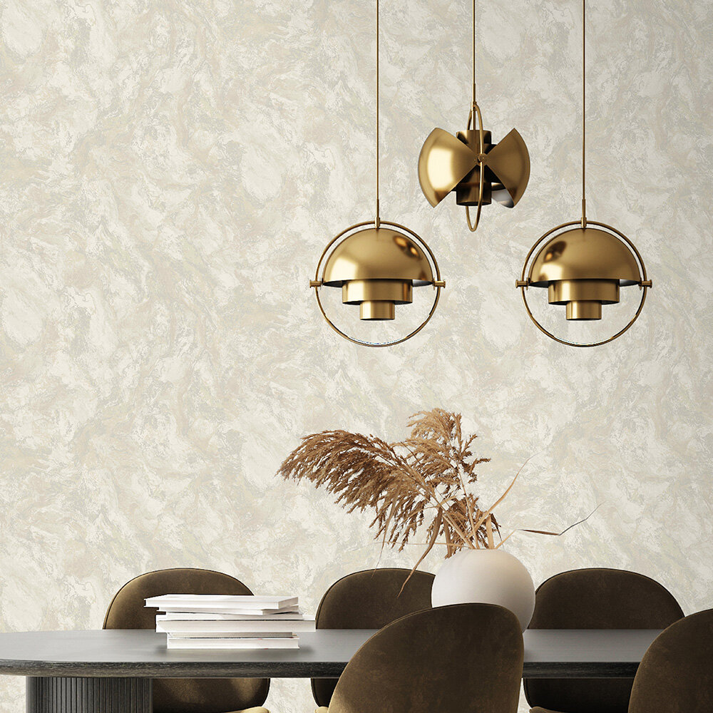 Calacatta Marble Bead Wallpaper - Champagne - by Albany