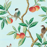 Ella  Wallpaper - Sky/ Fig Leaf/  Nectarine - by Harlequin. Click for more details and a description.