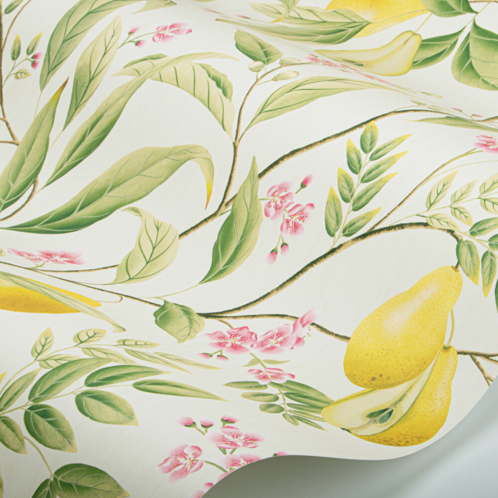 Marie  Wallpaper - Fig leaf/ Honey/ Blossom - by Harlequin