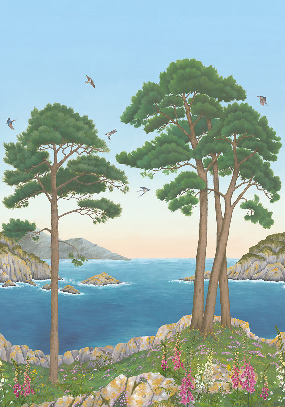 Coastline Mural - Azure - by Osborne & Little
