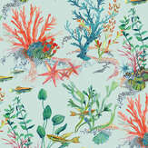 Papier peint Coralline - Aqua - Osborne & Little. Cliquez pour en savoir plus et lire la description.