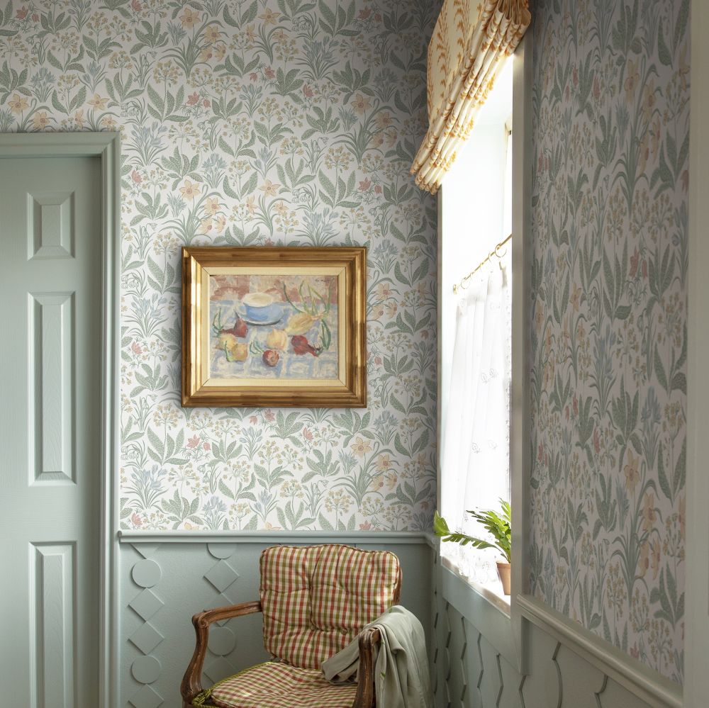 Huset I Solen Wallpaper - Spring Green - by Sandberg