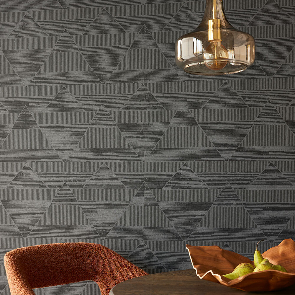 Triangle Lines Wallpaper - Black - by Eijffinger