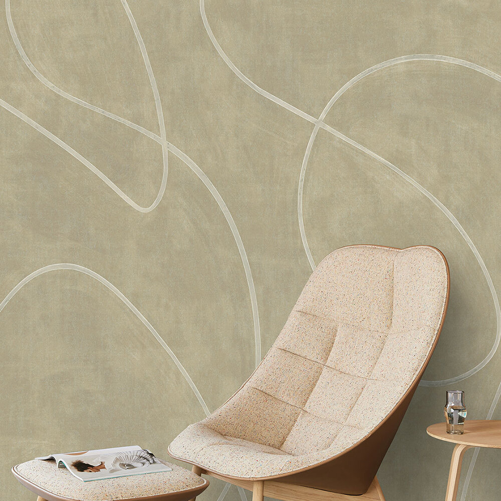 Painted Lines Mural - Beige - by Eijffinger