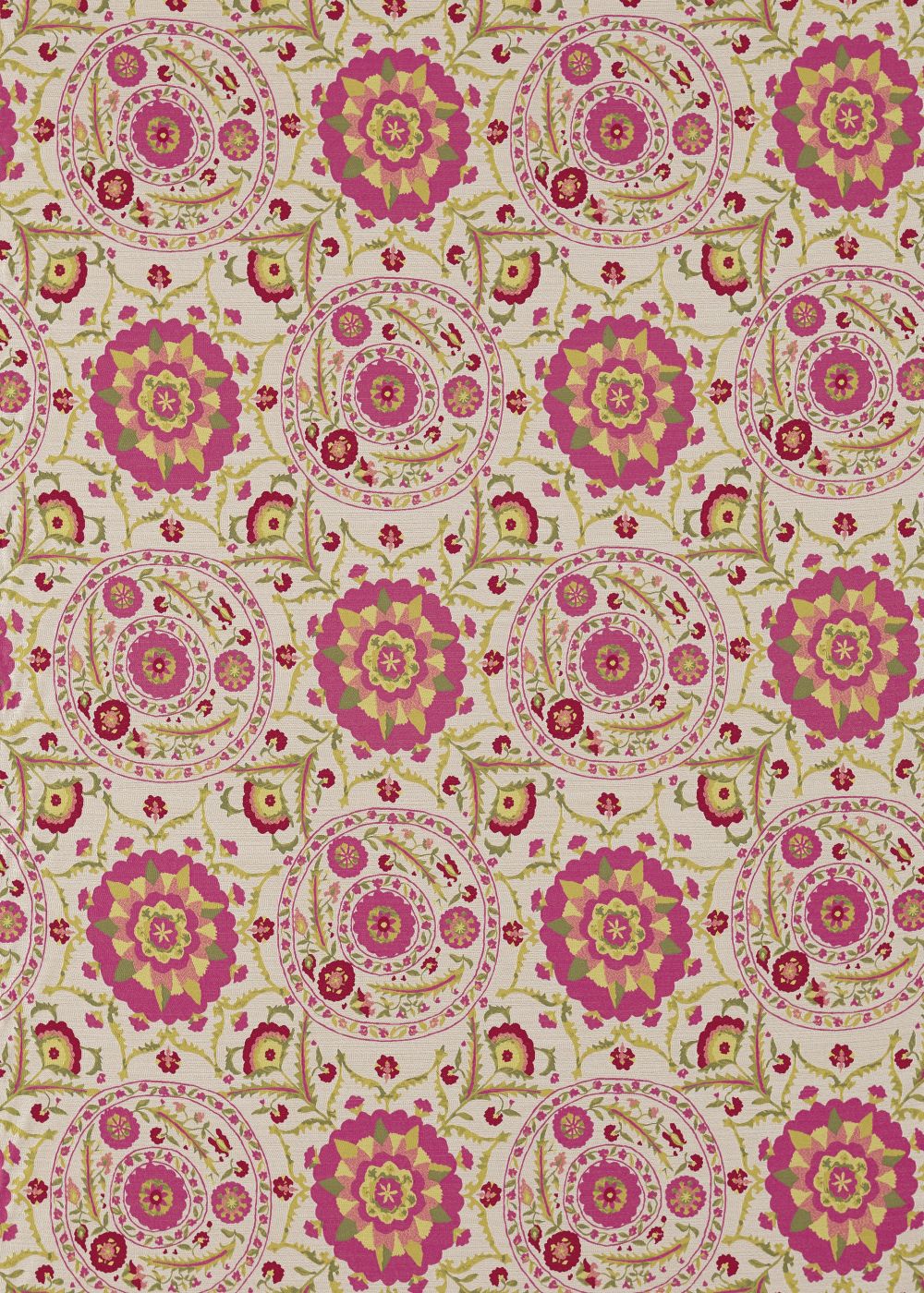 Anthos Fabric - Cerise / Lime - by Sanderson