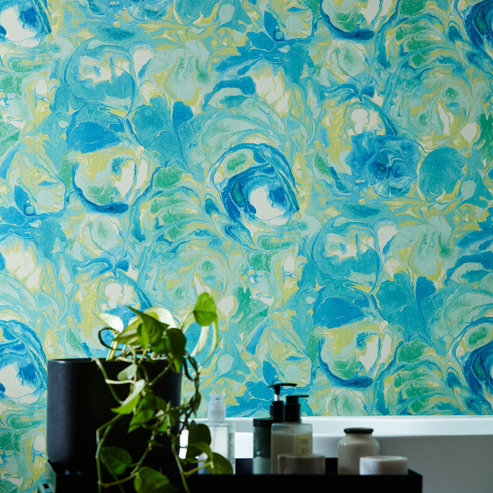 Venetian Wallpaper - Sapphire Swirl - by Ohpopsi
