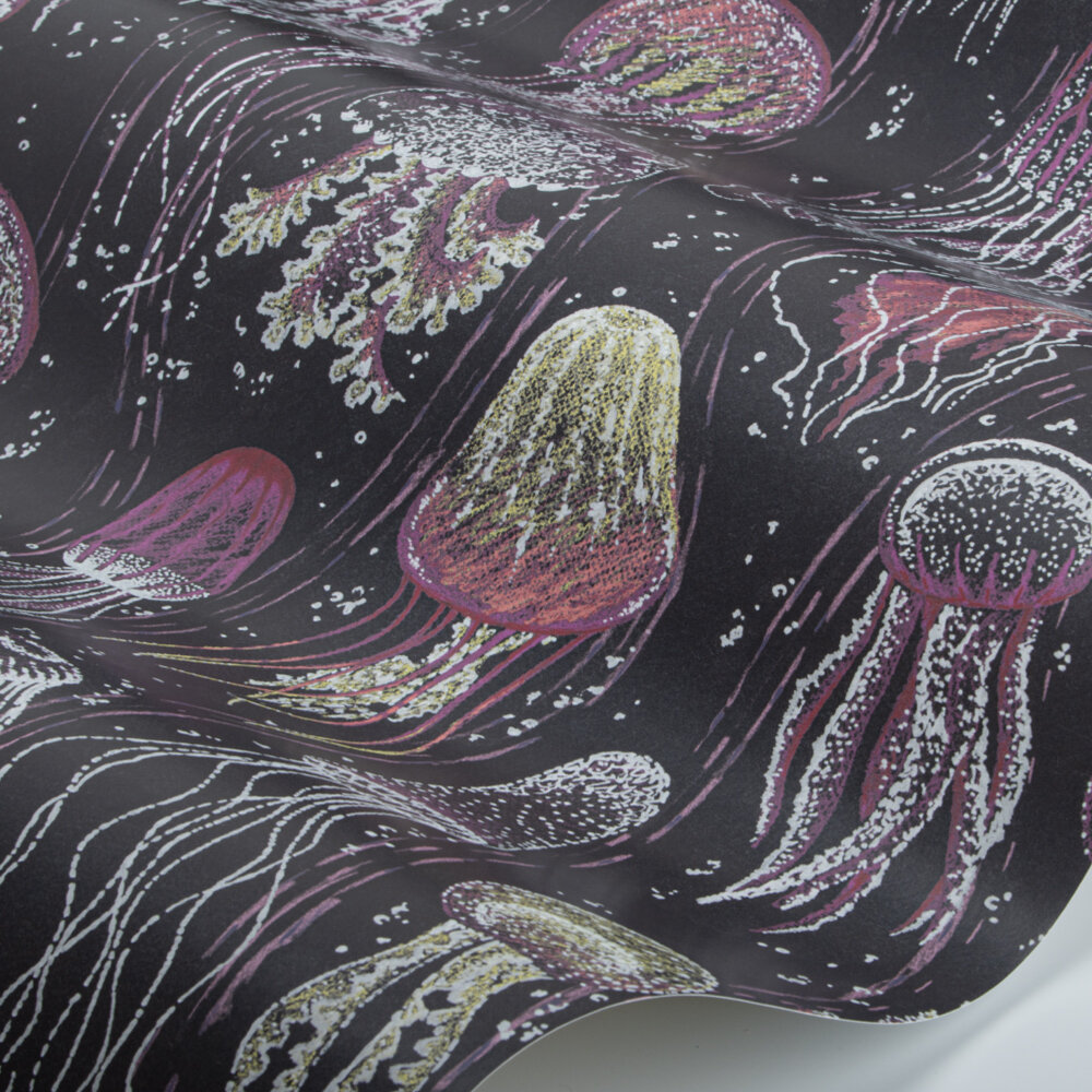Jellyfish Wallpaper - Dark Purple - by Kerry Caffyn