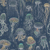 Jellyfish Wallpaper - Midnight Blue - by Kerry Caffyn. Click for more details and a description.