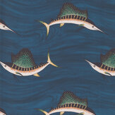 Swordfish Wallpaper - Blue - by Kerry Caffyn. Click for more details and a description.