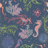 Seahorses Wallpaper - Navy - by Kerry Caffyn. Click for more details and a description.