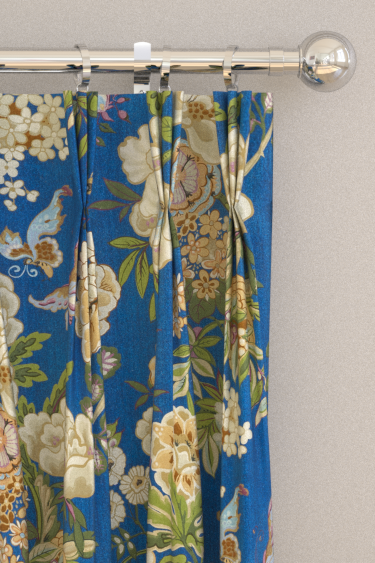 Emperor Peony Curtains - Herbal Blue / Amber - by Sanderson. Click for more details and a description.