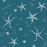 Starfish Wallpaper - Teal - by Kerry Caffyn