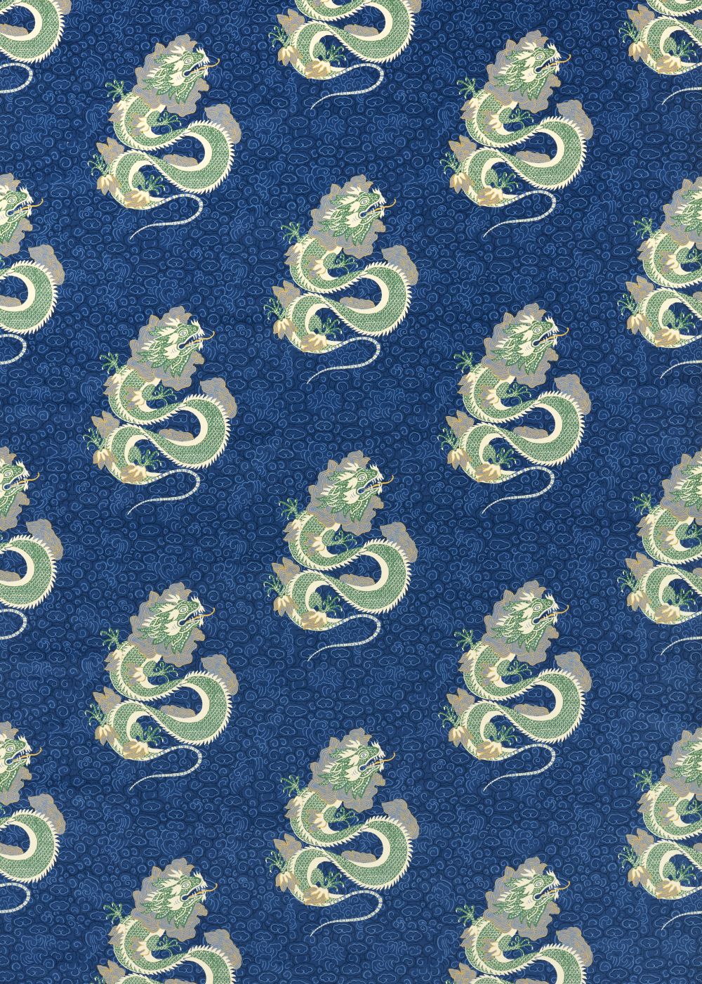 Water Dragon Fabric - Emperor Blue / Emerald - by Sanderson