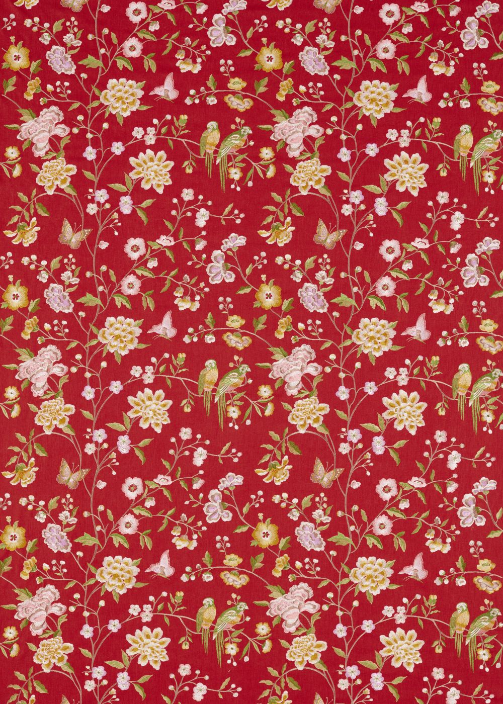 Chinoiserie Hall Fabric - Cinnabar Red - by Sanderson