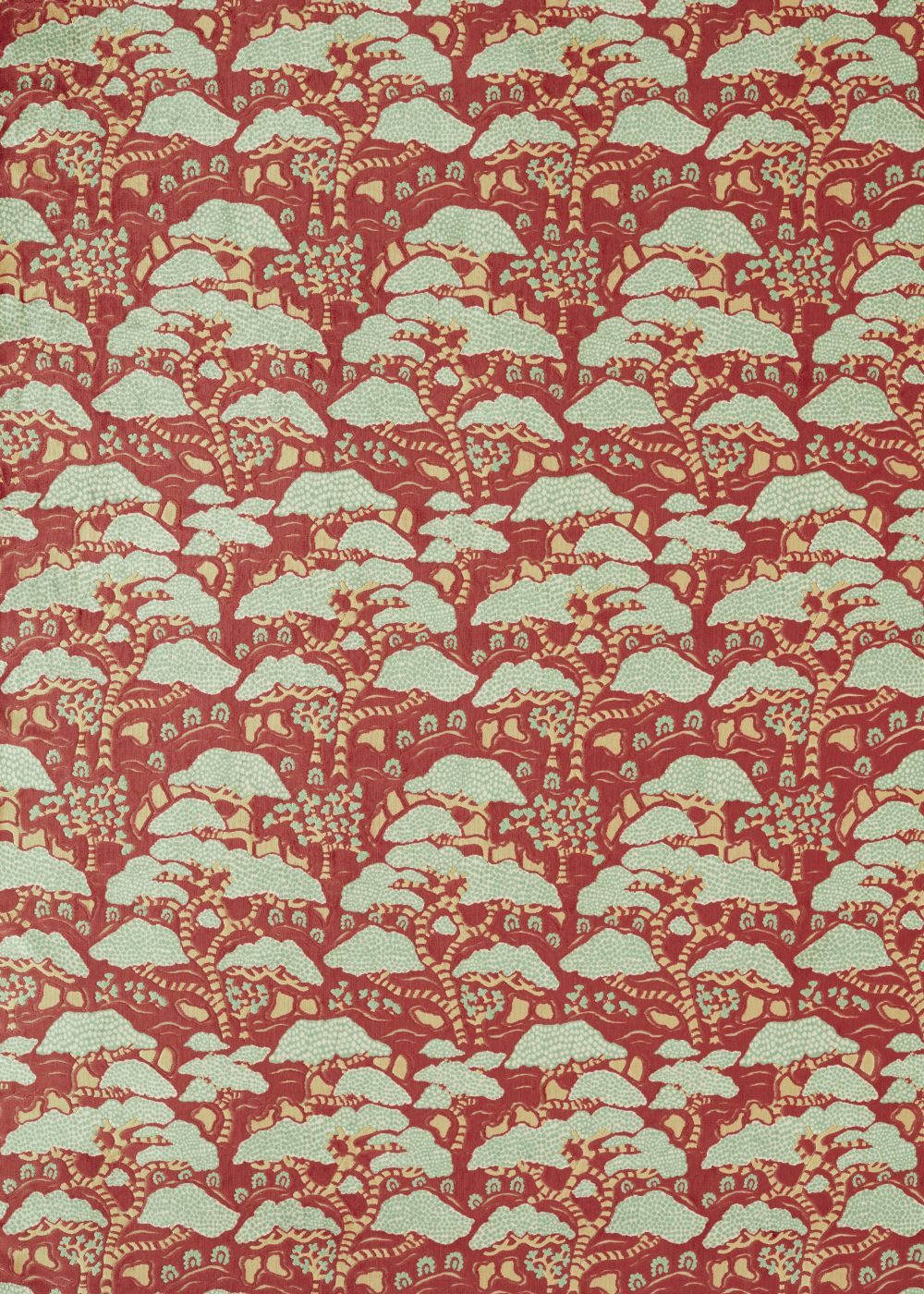 Bonsai & Gingko Fabric - Ruby - by Sanderson