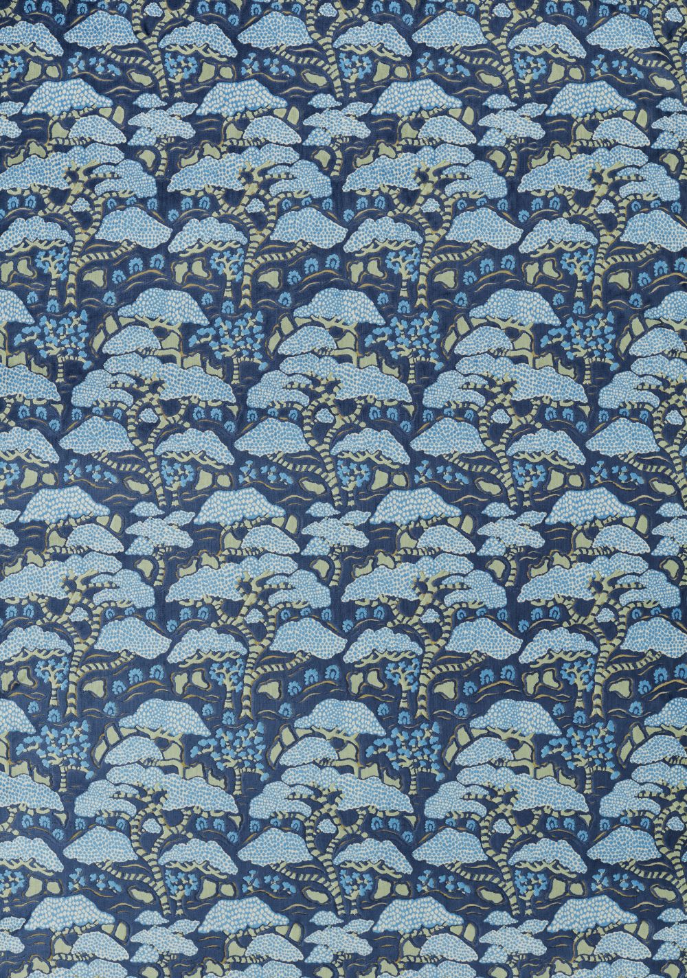 Bonsai & Gingko Fabric - Gingko Blue - by Sanderson