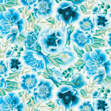 Marsha Satin Fabric - Delft/ Lagoon/ Porcelain - by Harlequin. Click for more details and a description.
