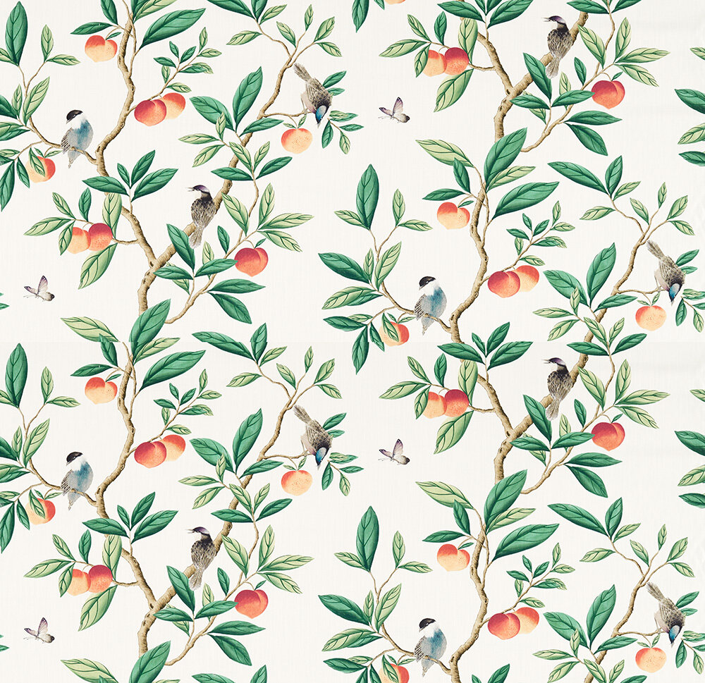 Ella  Fabric - Fig Blossom/ Fig Leaf/ Nectarine - by Harlequin