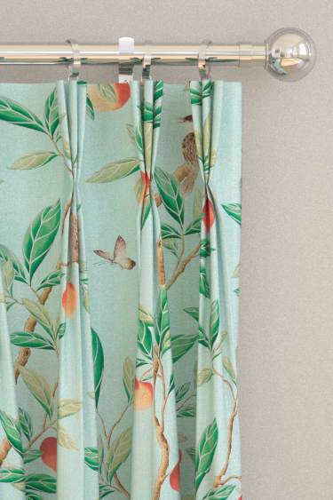 Ella  Curtains - Sky/ Fig Leaf/ Nectarine - by Harlequin. Click for more details and a description.