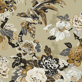 Grand Floral Wallpaper - Mocha  - by The Design Archives. Click for more details and a description.