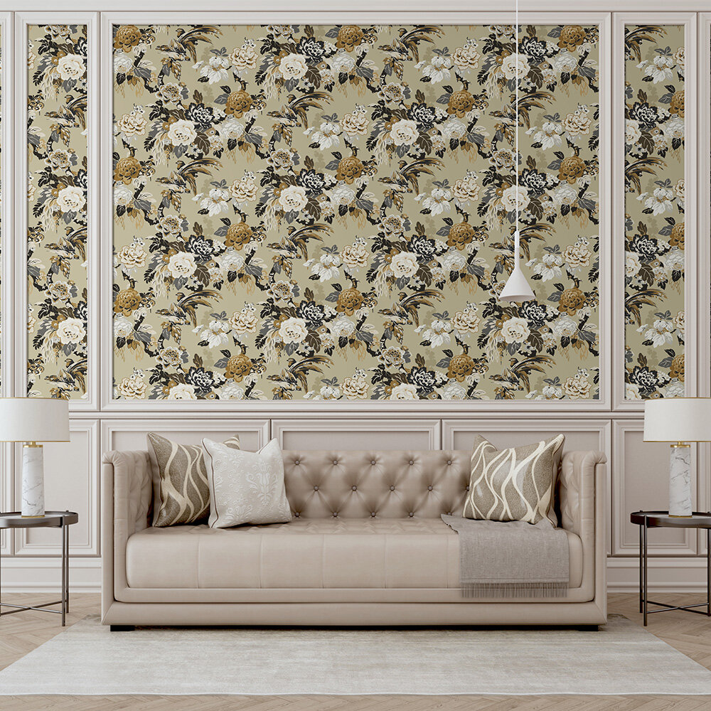 Grand Floral Wallpaper - Mocha  - by The Design Archives