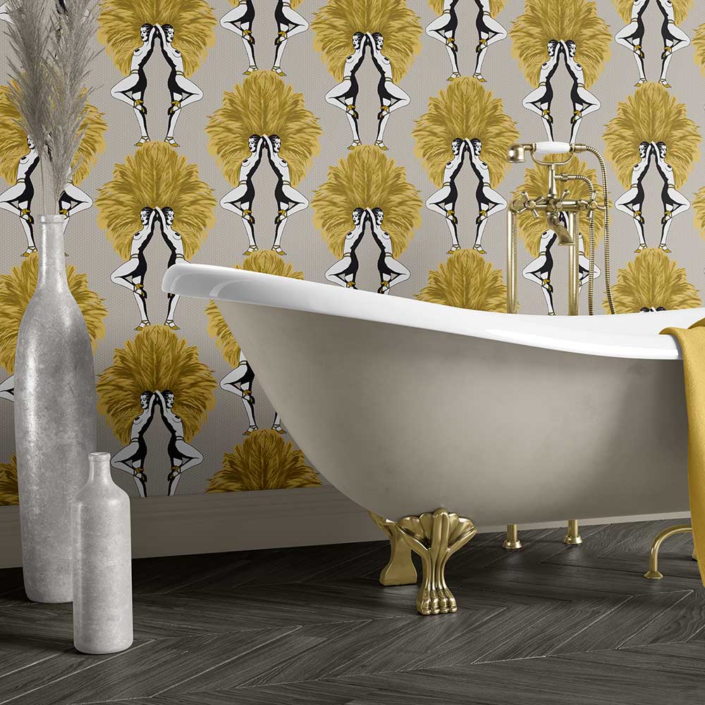 Showgirls Wallpaper - Mustard - by Graduate Collection