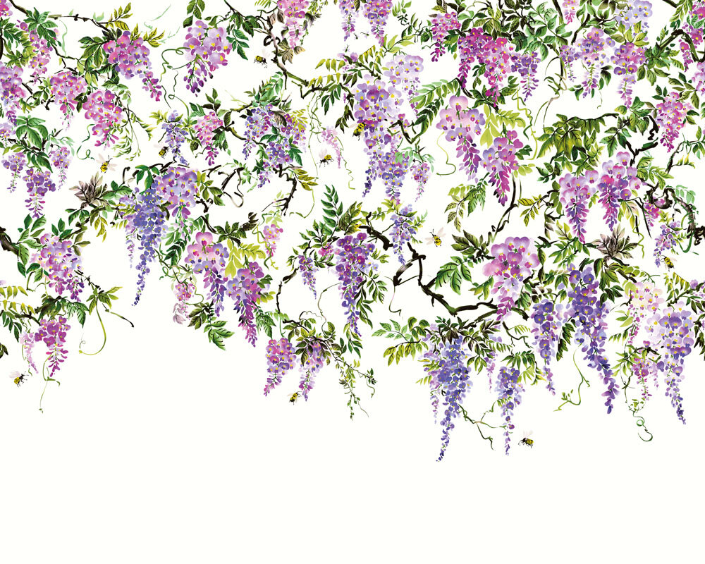 Trailing Wisteria Mural - Amethyst - by Ohpopsi