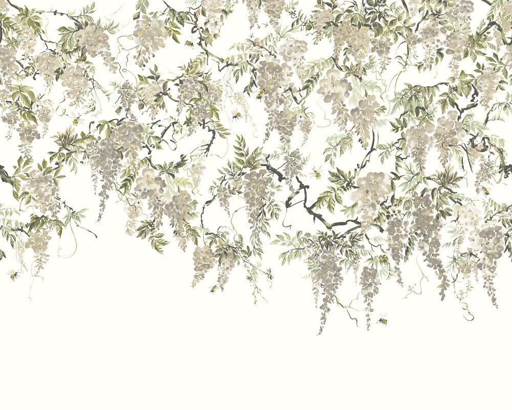 Trailing Wisteria Mural - Linen - by Ohpopsi