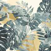 Textured Palm Mural - Petrol & Straw - by Ohpopsi. Click for more details and a description.