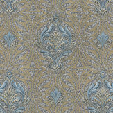 Damasco Elegante Wallpaper - Blue/Gold - by Roberto Cavalli. Click for more details and a description.