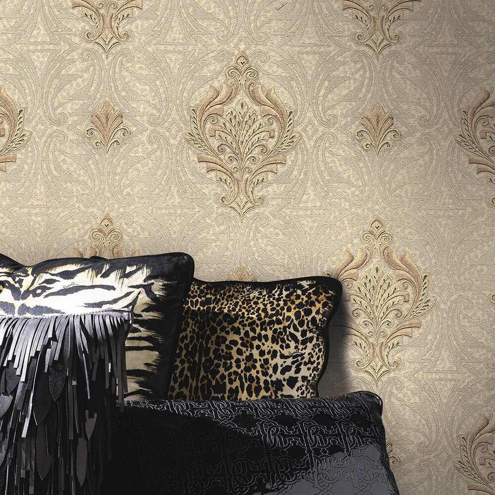 Damasco Elegante Wallpaper - Soft Gold - by Roberto Cavalli