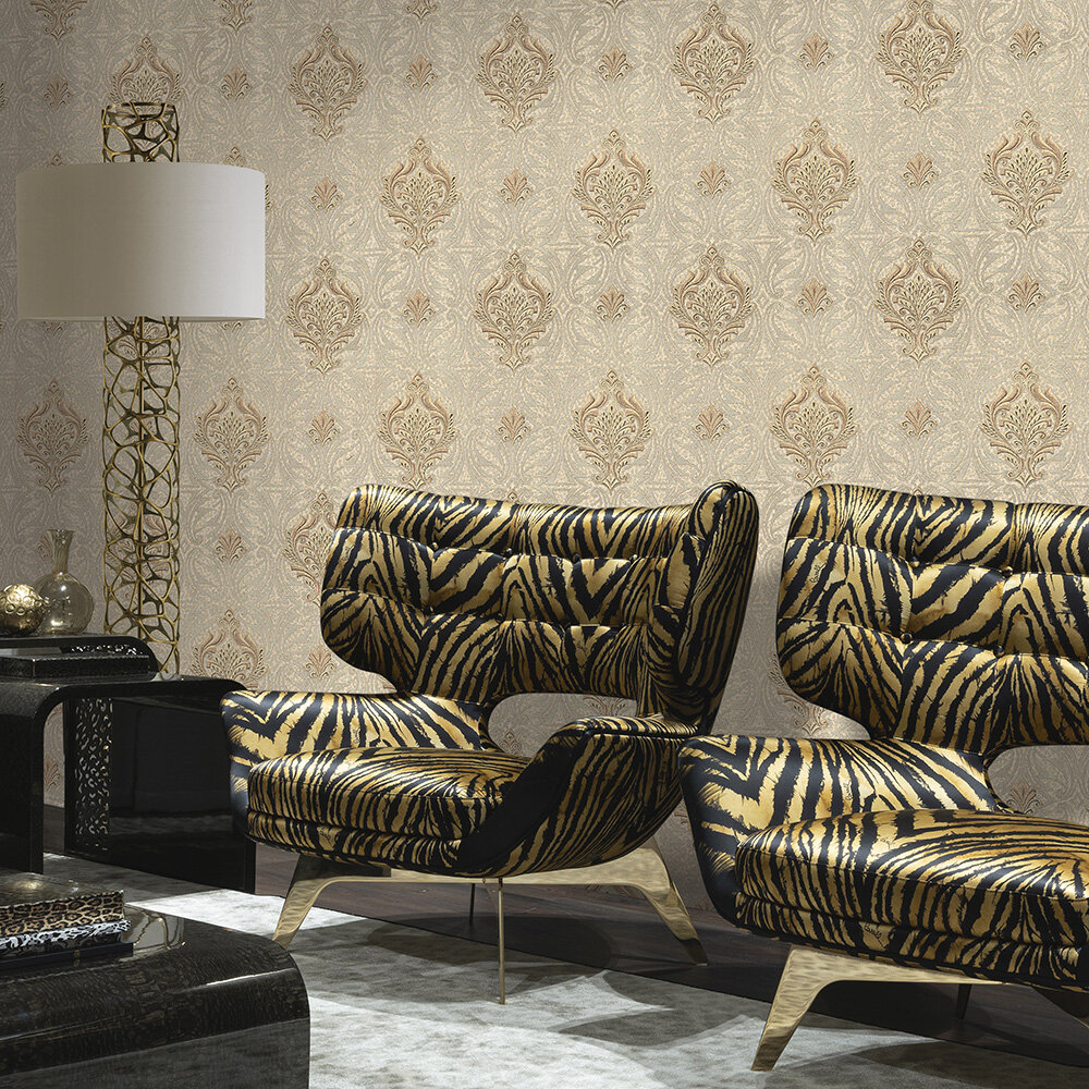 Damasco Elegante Wallpaper - Soft Gold - by Roberto Cavalli